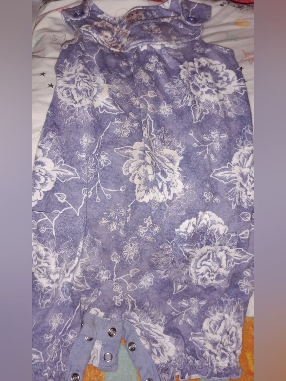 Baby/Infant Girls Lavender & White  Floral Romper with Snap Closure